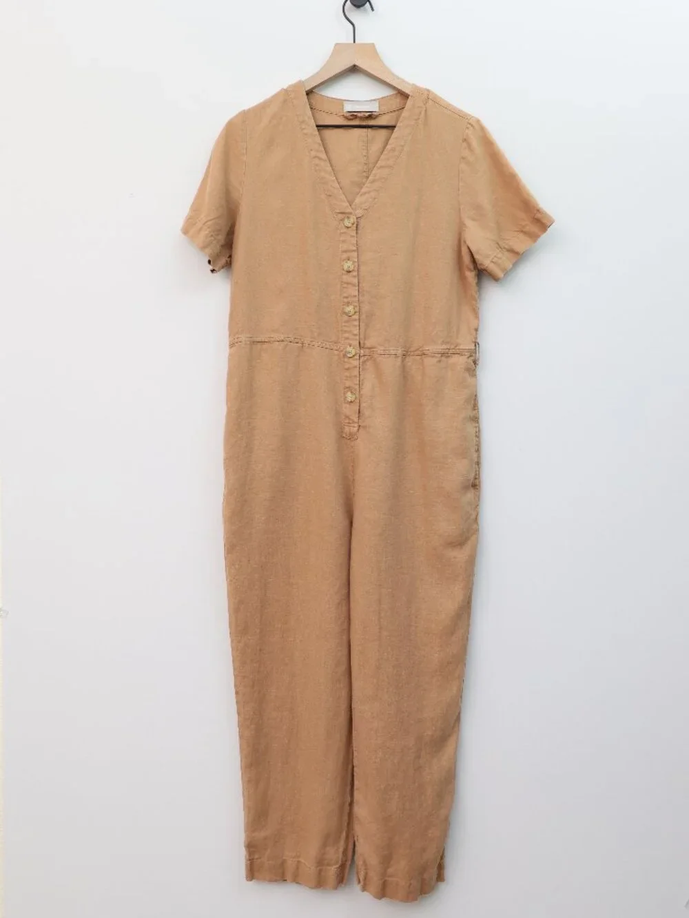 Everlane Everlane The Linen Short Sleeve Jumpsuit Kraft Brown Size 6